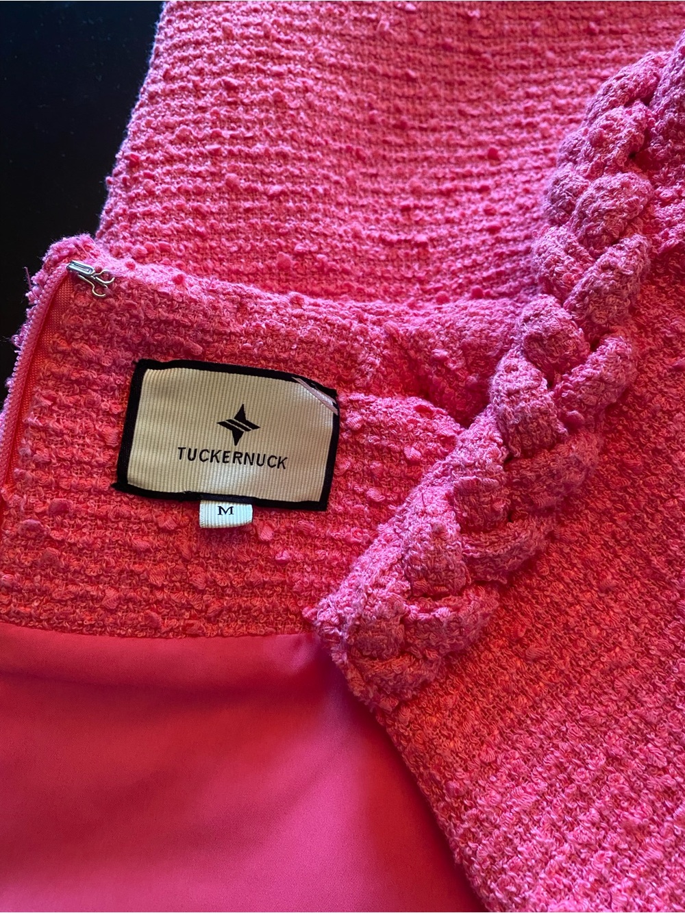Tuckernuck Hot Pink Short-Sleeve Jackie Tweed Shift Dress size M - Picture 8 of 8